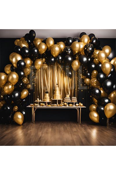 FOKUL Gold Black Balloon Set 50 Pieces Balloon Chain Gold Black Balloon Set Birthday Party Balloon Set