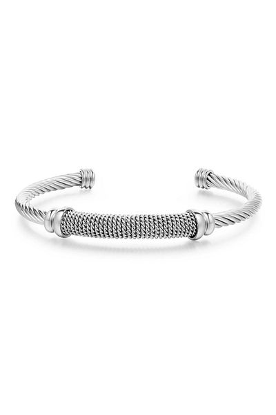 Chavin Gray Spiral Handcuffs Design Steel Women's Bracelet Eu24By