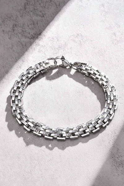 Chavin Men's Chain Bracelet - 9 mm Grey Steel, EU20 Model