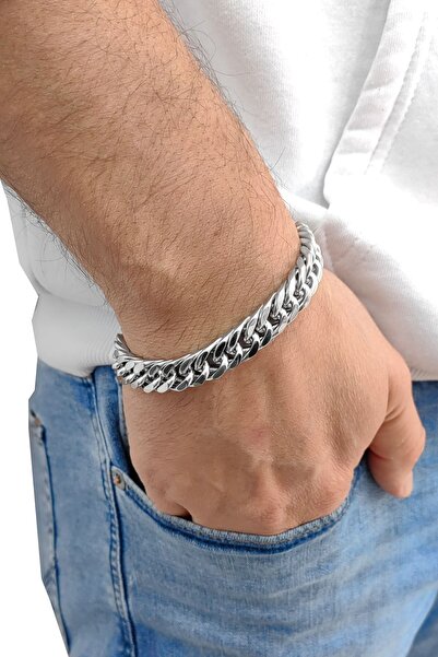 Chavin 10 Mm. Gray Steel Men's Bracelet Dn99