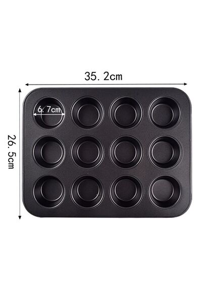 Chavin Karbon Çelik 12 li Muffin Cupcake Kek Pişirme Kalıbı cin800sy