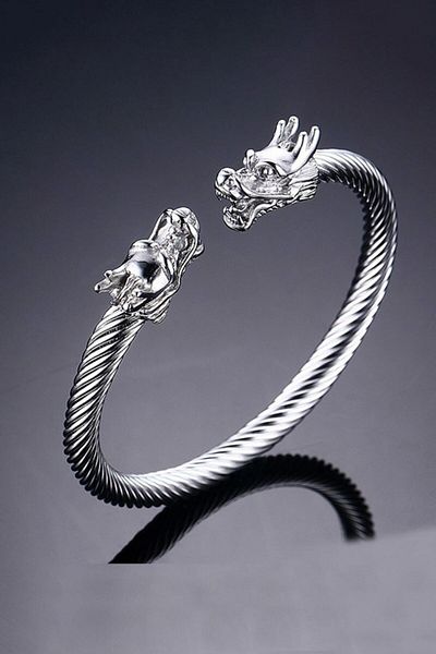 Chavin Men's Steel Handcuffs Bracelet Dragon - Dm63
