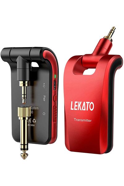 Choice RED LEKATO WS-60 Wireless Guitar System 2.4GHz Wireless Guitar Transmitter Receiver Stereo 2 in 1 Pl
