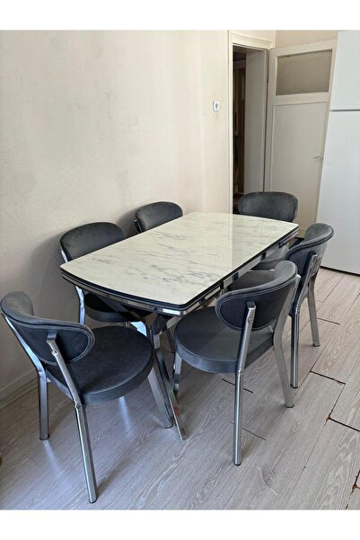 ELEN HOME Yemek Masası Mutfak Masası 6 Kişilik ( AÇILIR MASA )Masa Sandalye Masa Sandalye Takımı
