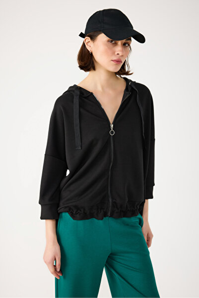 No Matter What Modal Fabric Silky Hooded Zipper Sweatshirt