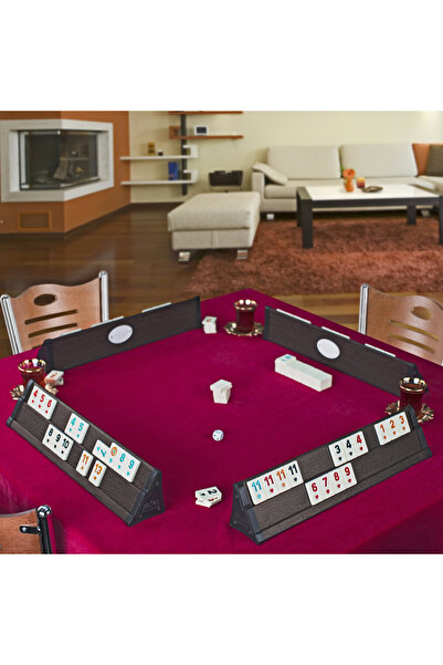 Alpsan Lotus Star Okey Vip Ahşap Okey Takımı Rummy Set Koyu Kahve