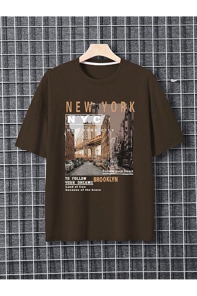 EVIus Μπλουζάκι με στάμπα New York Building Oversize Crew Neck
