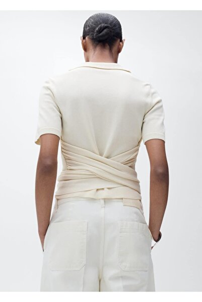 MANGO Woman Kısa kollu düğüm detaylı kazak