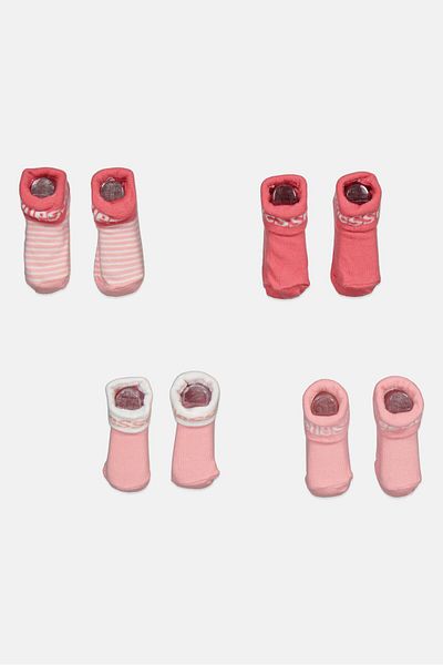 Ellesse Toddler Girl 4 Pair Knitted Gift Set Socks, Pink Combo