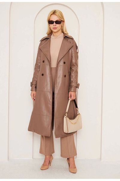 ECENAZELA BONAR LONG LEATHER COAT