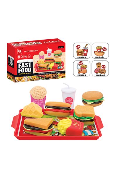 GGbell Hamburg Set 9pcs Set Kitchen Play House Food Toy Simulation Hamburger French Fries Hot Dog Detachabl