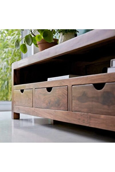 HGALP Desing Natural Masif Ahşap Çekmeceli Tv Ünitesi