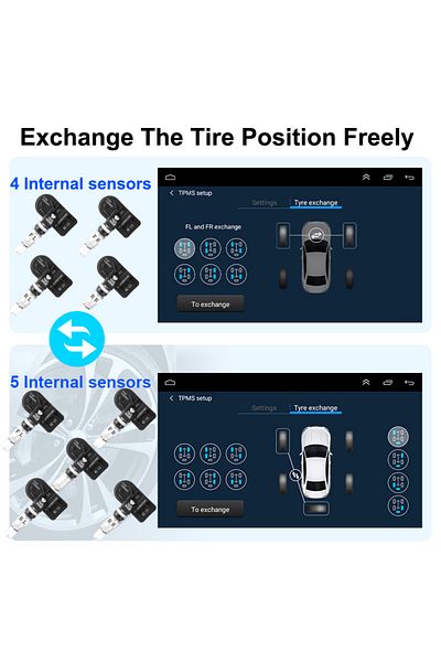 Choice 4 مستشعرات داخلية JMCQ USB Android Tpms نظام مراقبة ضغط الإطارات نظام إنذار العرض