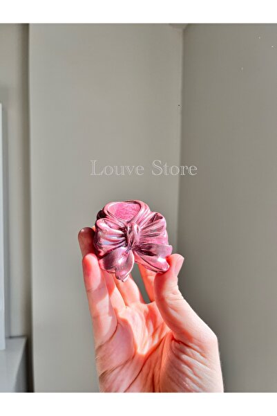 Louve Store Parlak Sedefli  Pembe  Kurdele , Fiyonk Şeklinde Şamdan , Mumluk