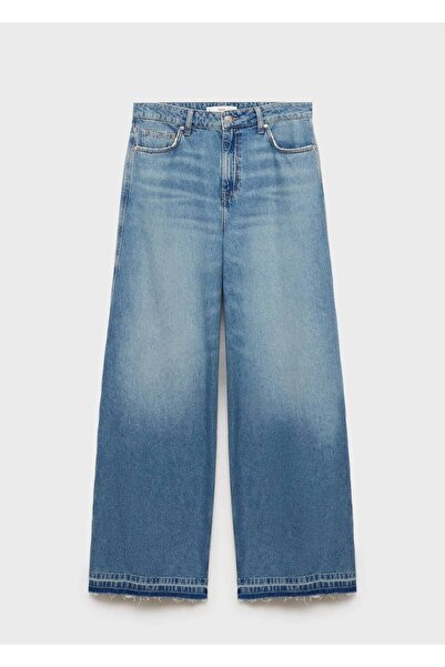 MANGO Woman Yıpranmış paçalı wideleg jean