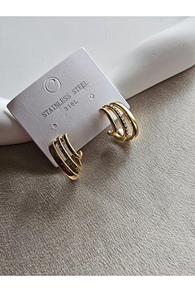 bej jewelry Üç Halka Gold Küpe