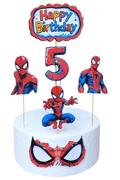 telaşe memuru Örümcek Adam Doğum Günü Konsepti ve Örümcek Adam Pasta Süsü - 5...