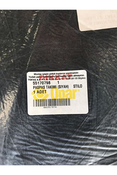 OPAR FİAT STİLO HALI PASPAS SİYAH 55170798