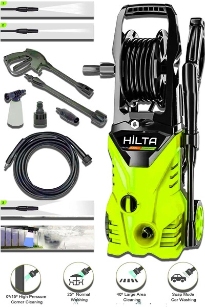 Hilta Power Alman 200 Bar Max Yüksek Basınçlı Bahçe Oto Araç Havuz Yıkama Mak...