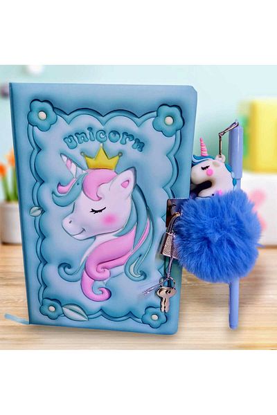 izmir yazici servis Unicorn Fancy Embossed 3D Printed Pufidik Locked Memory Souvenir Notepad Giant Headed Gel Pen