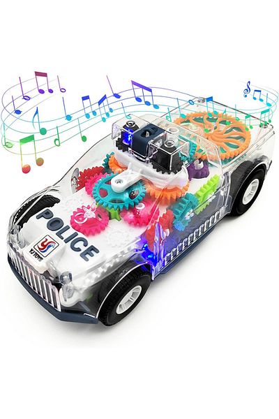 Choice No.388-70 With Box Light Up Transparent Gears Police Car Toy For Kids Bump And Go Toy Car For Boys G