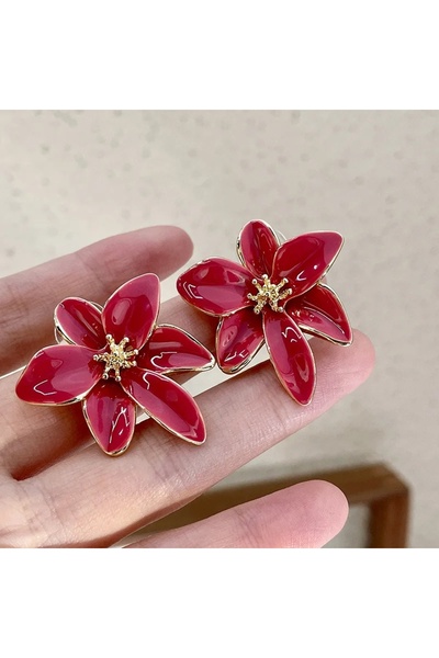 Choice 01 أقراط زيتية على شكل زهرة معدنية على الطراز الأوروبي الأمريكي أقراط ...