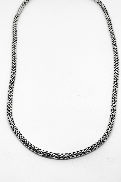 oya silver Tilki Kuyruğu Gümüş Zincir Kolye 51 CM