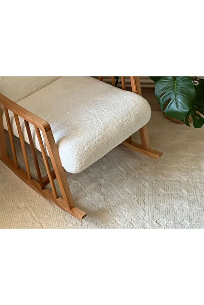 ÖZKISMET BUKLE Sallanan Ahşap Berjer Koltuk Puf Ve Minder Hediyeli