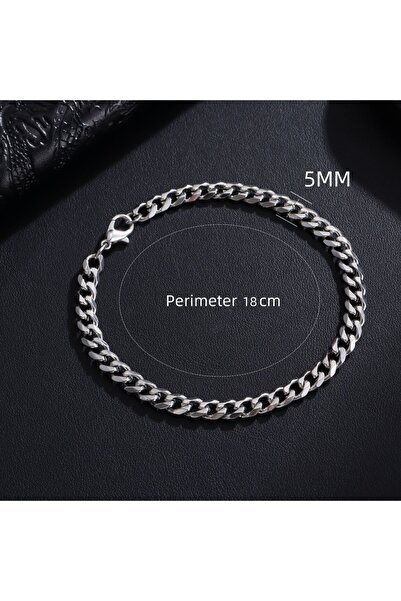 Choice 5mm New Trendy Cuban Chain Men Bracelet Classic Stainless Steel 3/5/7/...