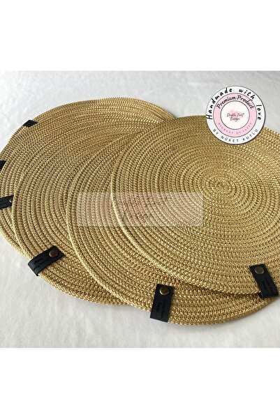 DOUBLE KNOT DESİGN 6 Adet Parlak Gold Sarı Tress Supla Amerikan Servis Hediyelik Anneler Günü