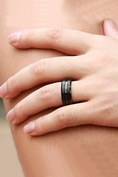 Chavin Kadın Erkek Mat Siyah Fırçalanmış Tungsten Yüzük dm76