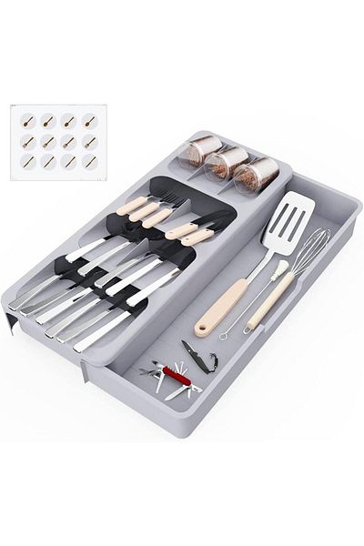 Generica Plastic Spoon Drawer Organizer Grey Color Size 40*16cm