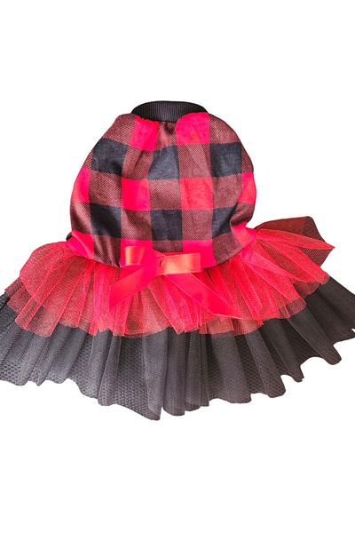atelyu Cat Dog Suit Checkered Sports Tutu Dress Birthday Dress