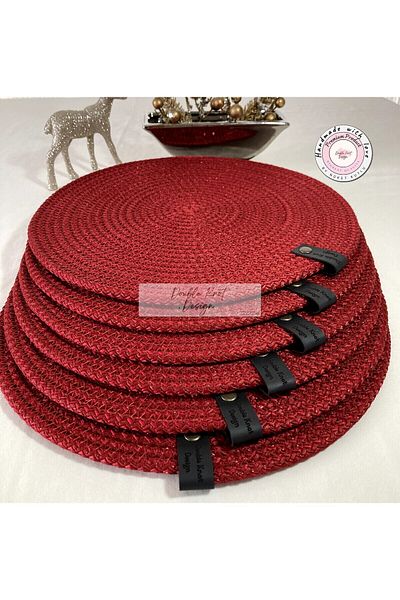 DOUBLE KNOT DESİGN 6 Pieces Silvery Shiny Red Tress Plate American Service Gift New Year Valentine's Day Mother's
