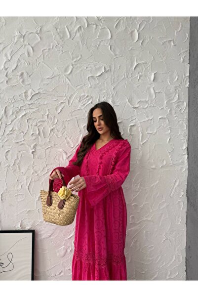 Lady Pixie PÜSKÜL DETAY FİSTO BRODE  ELBİSE