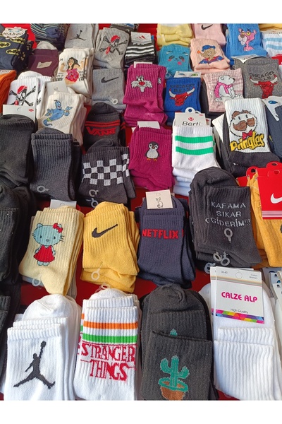 MODA PAMUKLU FİGÜRLÜ VE DESENLİ KOLEJ ÇORABI 6'LI PAKET