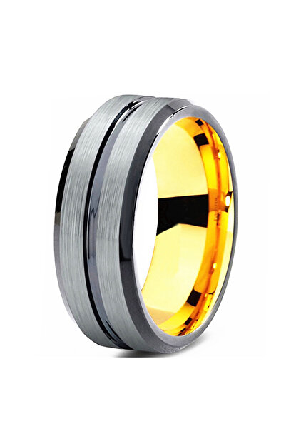 Chavin Kadın Erkek Mat Gri Fırçalanmış Tungsten Yüzük dm80
