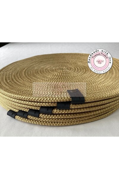 DOUBLE KNOT DESİGN 6 Adet Parlak Gold Sarı Tress Supla Amerikan Servis Hediyelik Anneler Günü