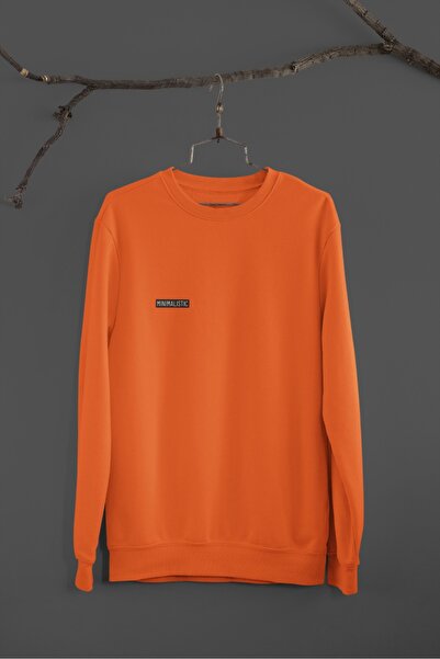 Butik Unisex Uzun Kol 2 İplik MINIMALISTIC Transfer Baskılı Bisiklet Yakalı Sweatshirt