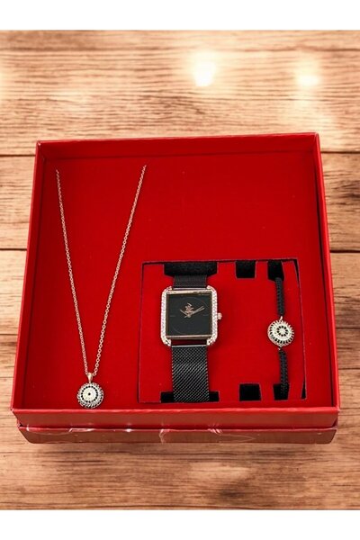ESNASTORE Nazar Boncuklu Kolye Bileklik Küpe Kadın Saat Seti