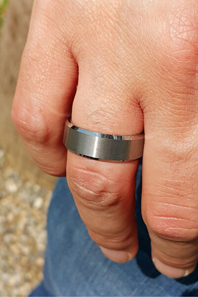 Chavin Kadın Erkek Fırçalanmış Gri Tungsten Yüzük dm84