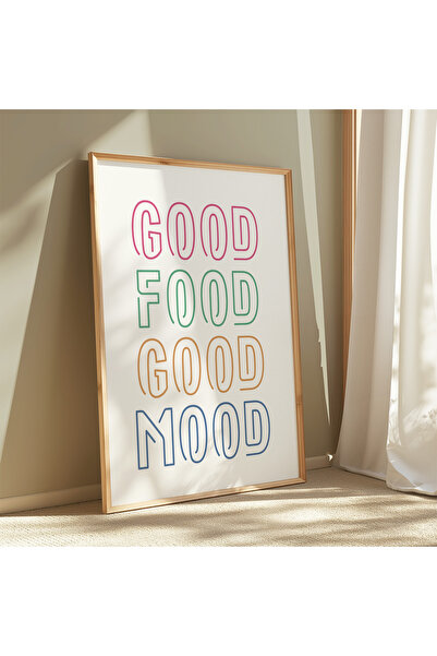 DES VU PRINT Good Food Good Mood, Mutfak Yemek Temalı Çerçevesiz Poster