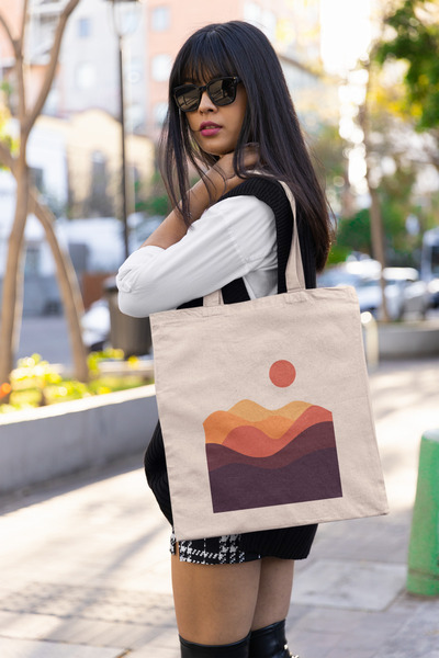 BUFUAL حقيبة قماش مطبوعة على الجبال