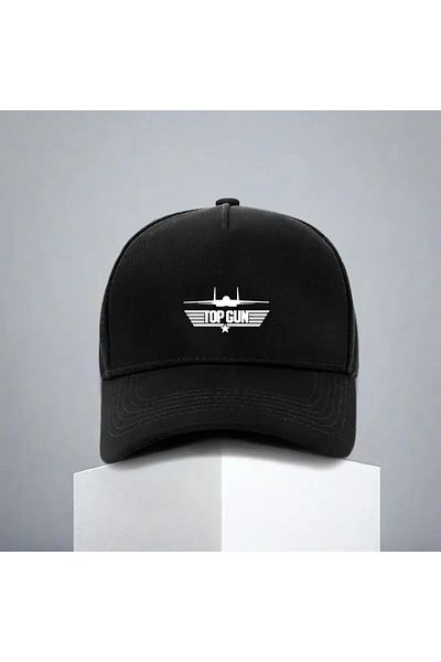 LEIVOR Черна шапка с принтиран ефирен пистолет Top Gun