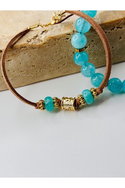 By Song Aksesuar Suede String Double Bracelet with Ceyt Natural Stone