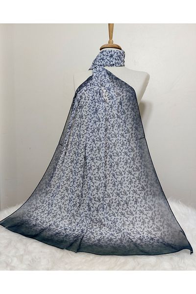 REMOMODA 180X70 cm Small Leaf Patterned Chiffon Shawl