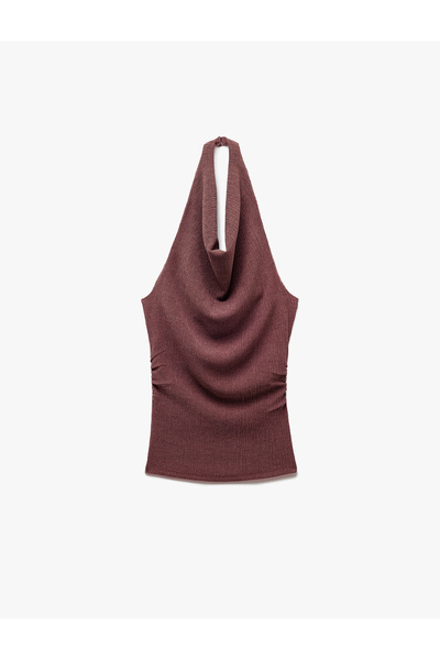 Koton Sleeveless Textured Halter Neck Blouse