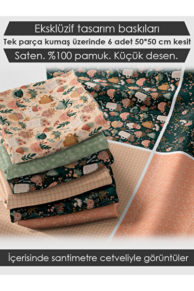 FabricMarket 6 Adet 50x50 cm %100 Pamuk Patchwork Kumaş Seti – Dikiş ve El İşi İçin