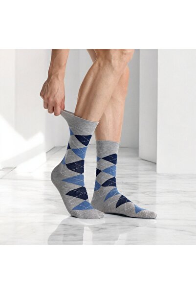 Happy Body Bamboo Men's 3-Piece Special Scarce Socket Patterned Washed Fabric Non-Smearing Rubber Seamless Toe End