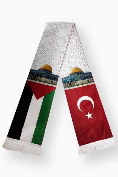 Pencere Bayrak Filistin (Kudüs Görselli) ve Türk Bayrağı Atkısı